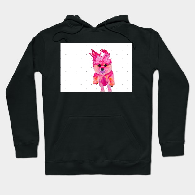 I Love Luz the Morkie over Polka Dots Hoodie by AmandaAAnthony